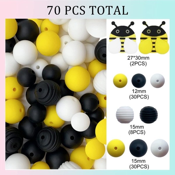 70 STK Silikone Perler Bee Beads Runde