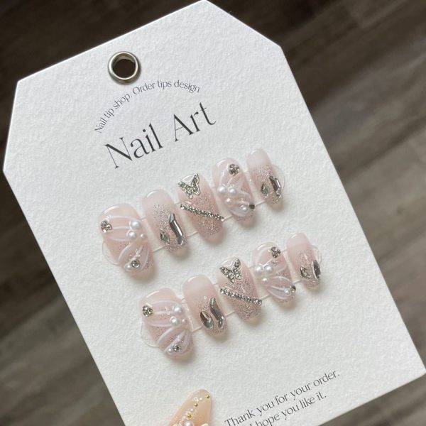 10st Pure Manual False Nail Handmålad Butterfly Handmade M