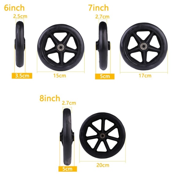 Shoppin Cart Wheels Solid Tire Wheel SVART 8INCH Black 8inch