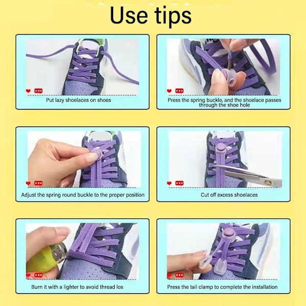 2Par No Tie Snørebånd Snørebånd Uden Slips LILLA purple