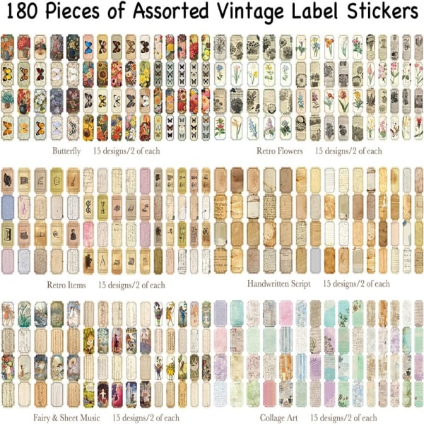 180 st klistermärken Vintage klistermärken etikett klistermärken