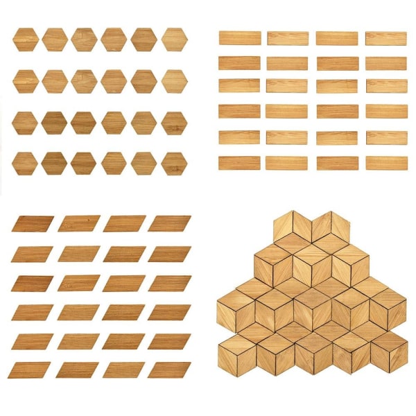 24/48 STK Dukkehus gulvfliser Trækornsgulv HEXAGONAL-24 STK hexagonal-24pcs