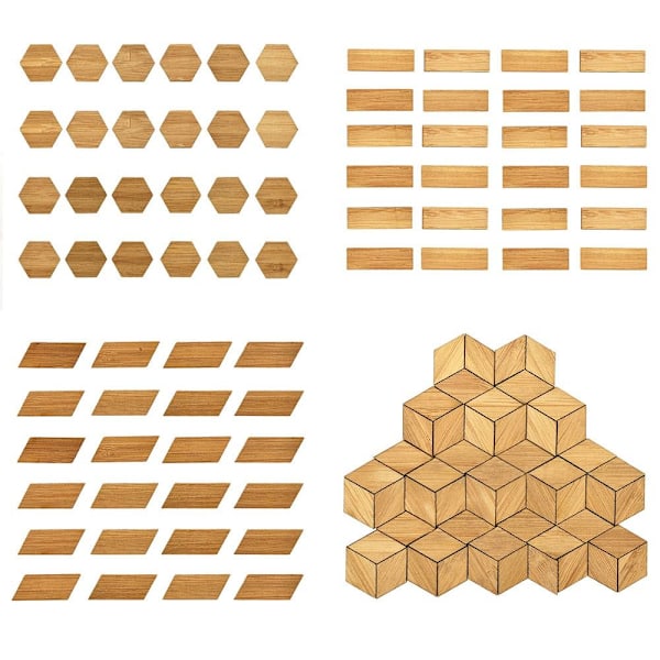 24/48ST Dollhouse Golvplattor Träkorngolv HEXAGONAL-24STK hexagonal-24pcs