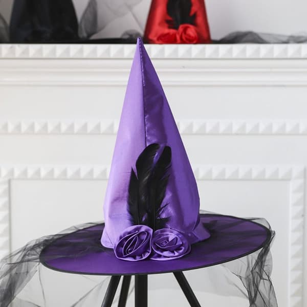 Halloween heksehat Feather Wizard hat LILLA purple