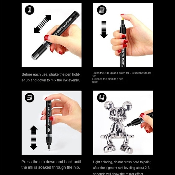 Högblank Mirror Chrome Marker Pen Metal Pen Silver