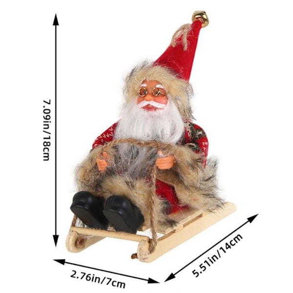 Sittende slede Julenissen juledukkefigurer 3 3 3