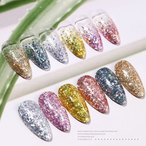 Nagelpaljetter Nagelglitter Glittrande Nagelflingor