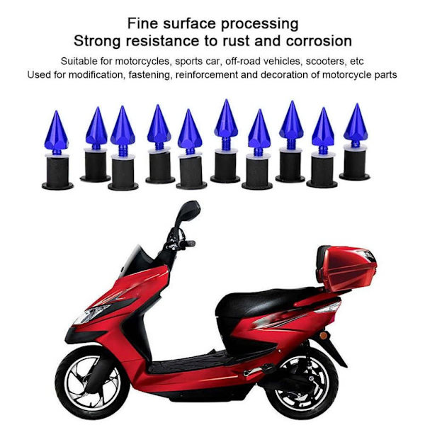 10ST Motorcykel Vindruta Skruv Modifiering Tillbehör BLÅ blue