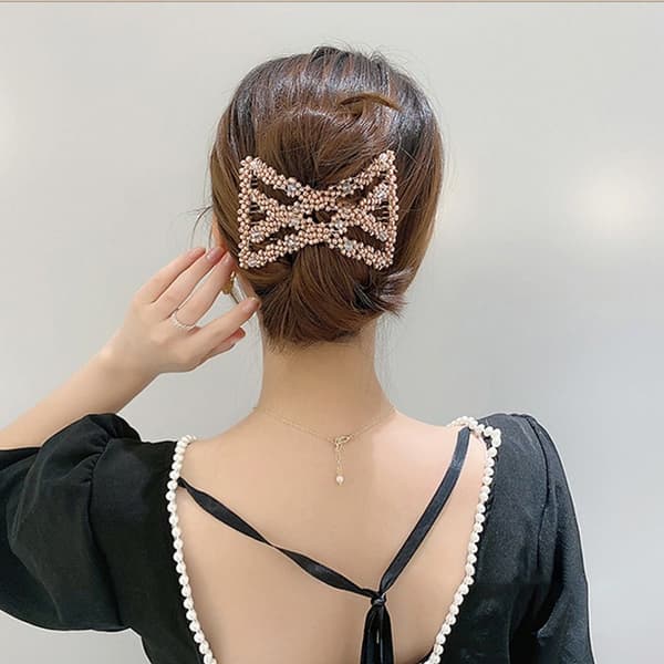 Pearl elastisk hår hårnål dobbel side bun 6 6 6