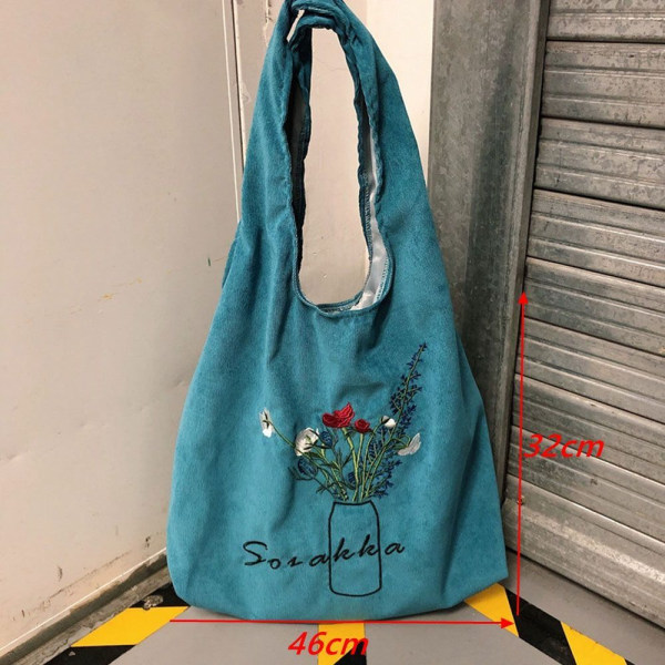 Kordfløyel Tote Bag Skulder Håndvesker BLEKK-BLÅ BLEKK-BLÅ Ink-blue