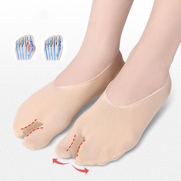 Bunion Corrector Two Toe Boat Sokker BEIGE Beige
