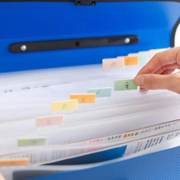 Expanderande fil Dragspel Mapp Papper Dokumentlagring BLÅ blue