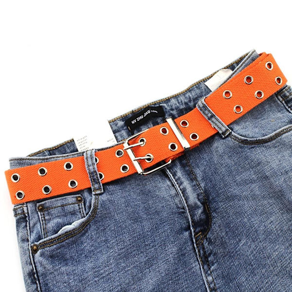 Nylon flettet bælte dobbelt pin spænde linning ORANGE Orange