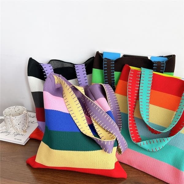 Knit Handbag Kangaskassi SININEN blue