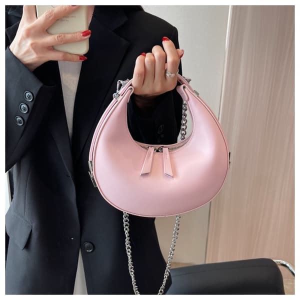 Læder Håndtaske Half Moon Tasker SORT Black