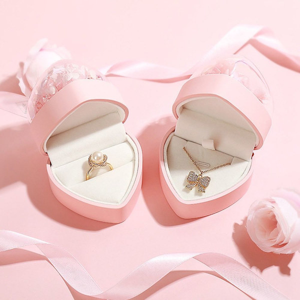 Sydän Ikuinen kukka Lahjarasia Sormus Medaljongi Säilytyslaatikko PINK Pink Pendant box-Pendant box