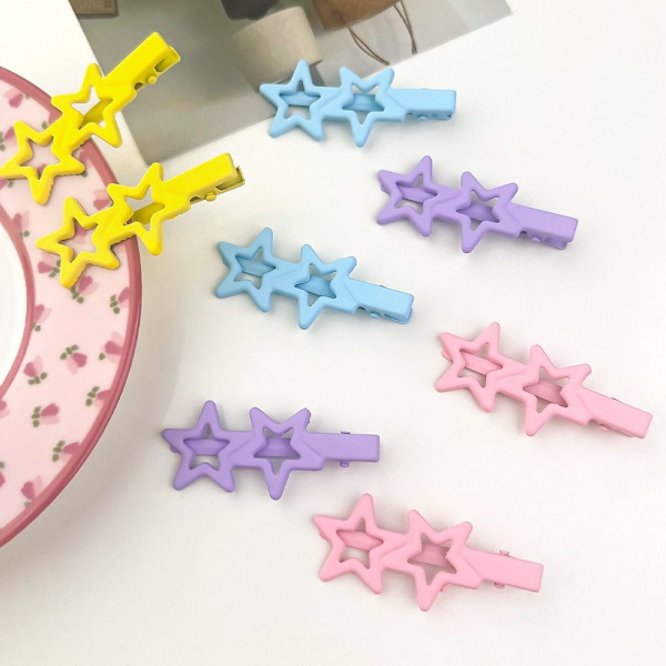 10 STK Star Hair Clips Y2K Flade hårnåle PINK Pink