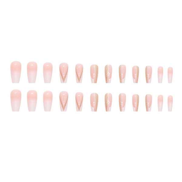 24 stk Fake Nails Long French Ballerina