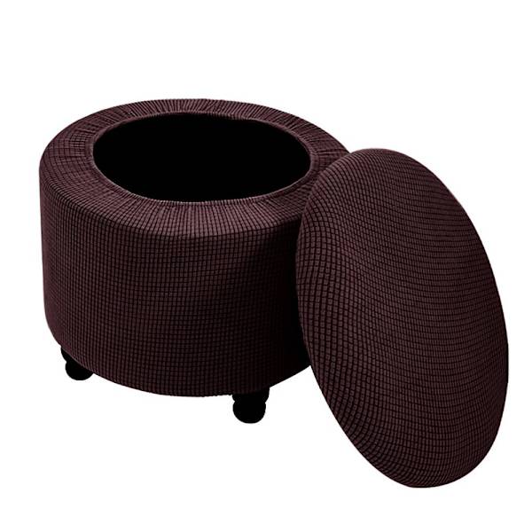 2ST Runt ottomanskt cover Förvaring ottomanskt överdrag BRUNT Brown