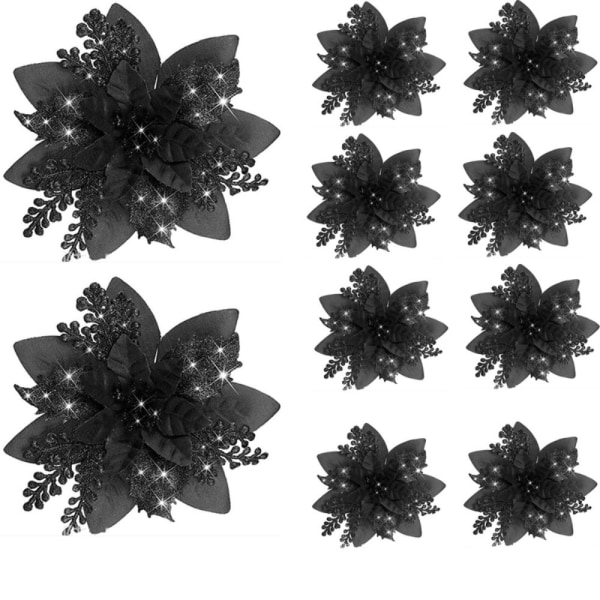 8stk Juleblomst Juletræ Blomster SORT SORT black