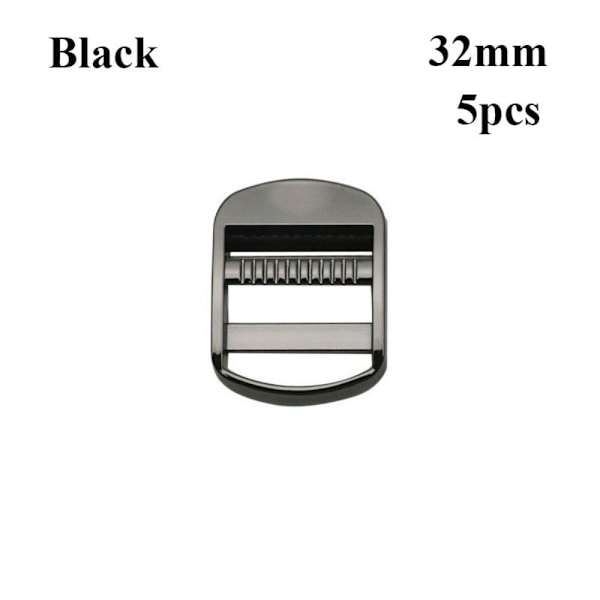 5 st Metall Stege Lås Slider Justera Spännen SVART 32MM Black 32mm