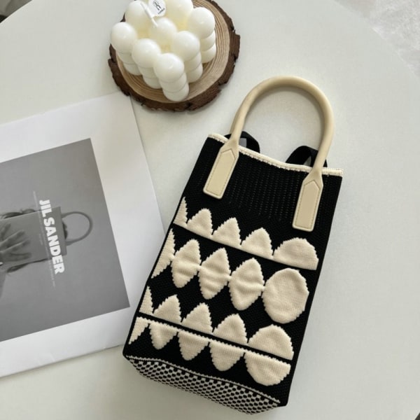 Kæde skulder crossbody taske strikket håndtaske til kvinder SORT black