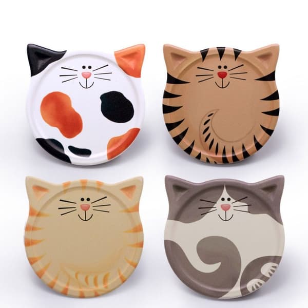 4 kpl Keraaminen imukykyinen Coaster Cat Ceramic Coaster Ceramic Cat