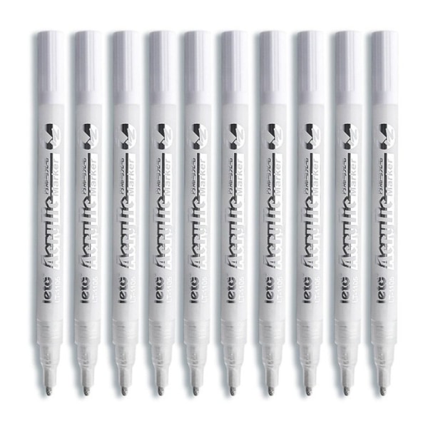 10 stk Hvit Akrylpenn Marker Pen Graffiti Pen