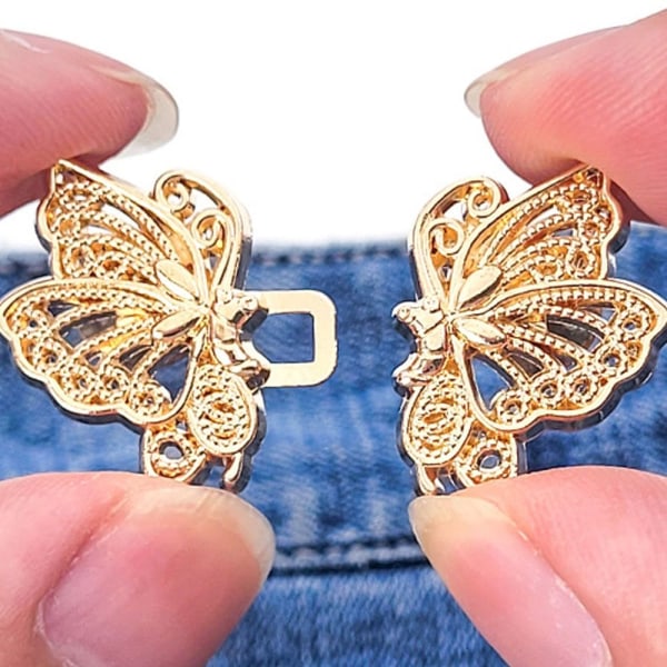 2 STK buksetaljestrammer knapstifter GULD ELEGANT BUTTERFLY gold Elegant Butterfly-Elegant Butterfly