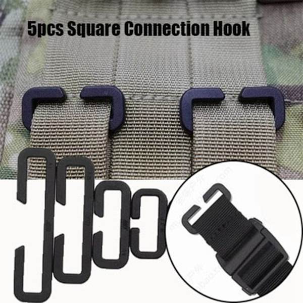 5 stk Firkantet Krog Webbing Spænder SORT 40MM Black 40mm