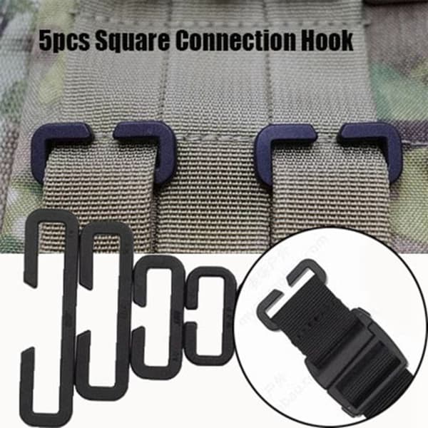 5 stk Firkantet Krok Webbing Spenner SORT 50MM Black 50mm