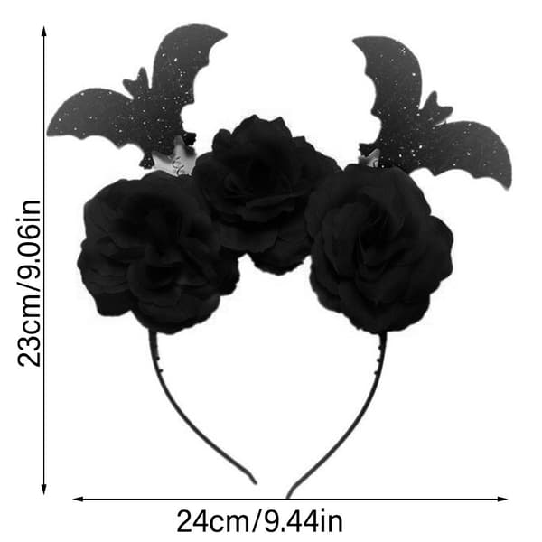 Farge Rose Flaggermus Pannebånd Witch Costume Hodeplagg SORT Black