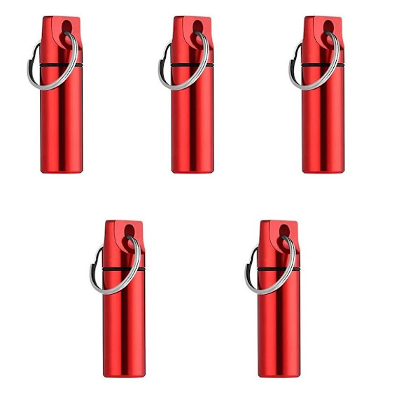 5 stk Pilleæske Etui Kapsel Organizer RØD red