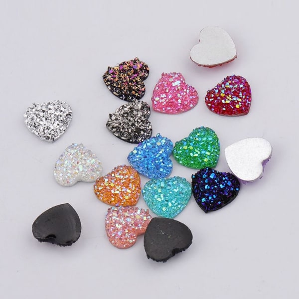 12 mm 100 kpl Glitter Heart tekojalokivi litteä aplikaatio 1 1 1