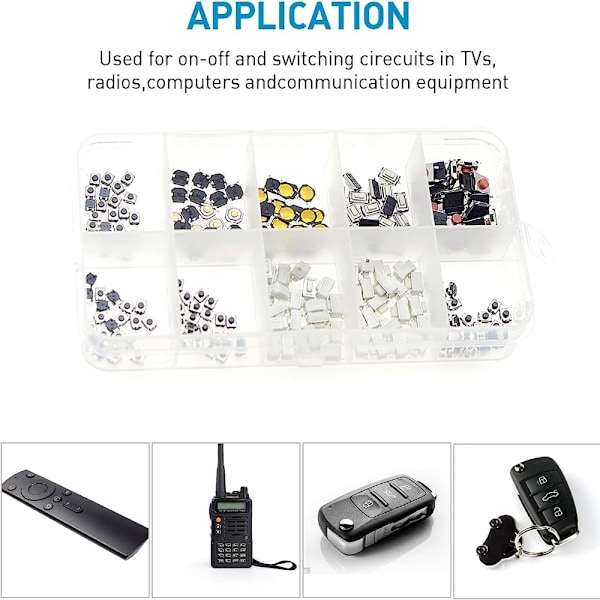 200st Lätt touch-omkopplare Tryckknappsomkopplare Micro Momentary