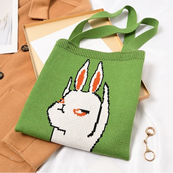 Knit Handbag Kangaskassi VIHREÄ green