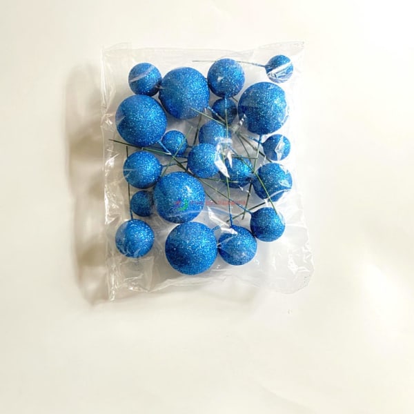 20STK Cake Topper Kunstige kuler BLÅ Blue