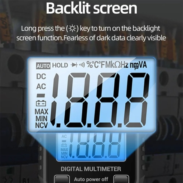 Digital Multimeter Spændingsmåler SORT Black