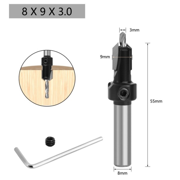 Forsenkningsbor med rund skaft 8X9X3.0 8x9x3.0