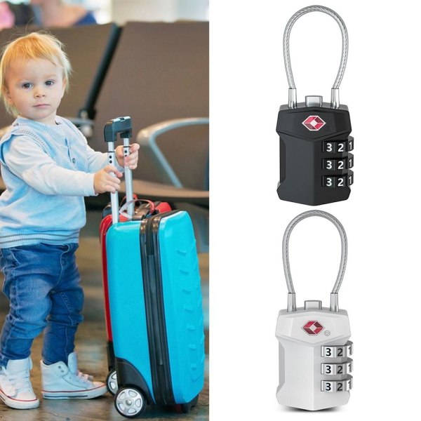 TSA Customs Code Lock Bagage Lösenordslås SVART Black