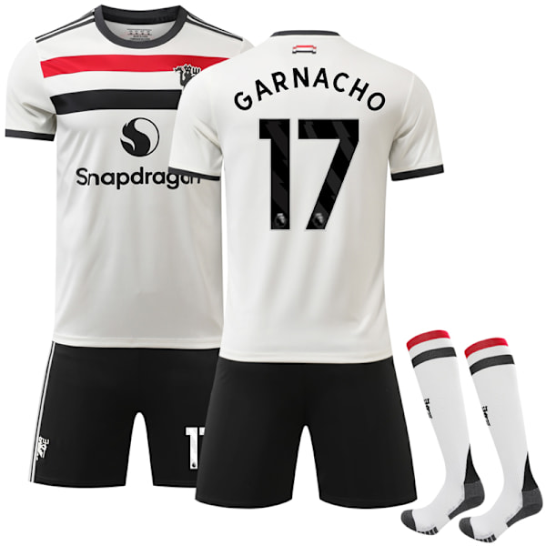 Manchester United Borta Fotbollströja Barn 2024-2025 Kit Nr.17 Garnacho M