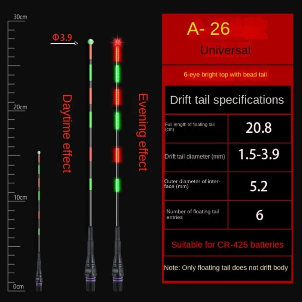LED Fishing Smart Float Top Elektronisk flytebøye A06 A06 26&27&28&29&30-26&27&28&29&30