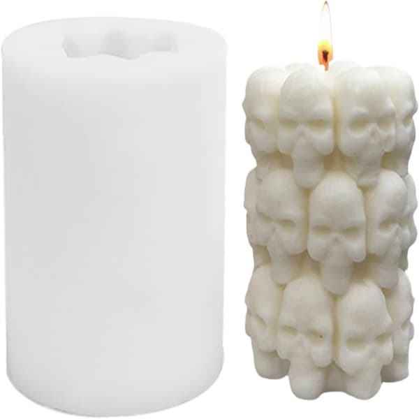 Candle Mold 3D Skull Design Pillar Candle