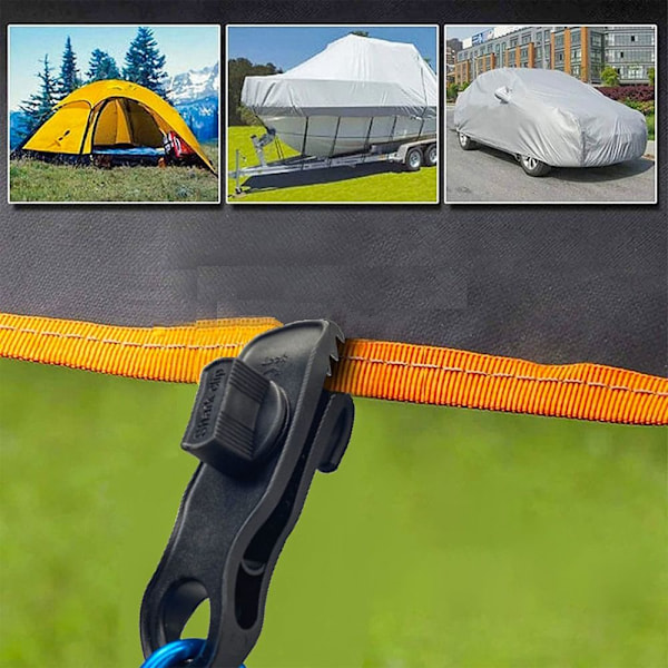 2stk Tarp Clips Vindtett Clip Hook SORT Black