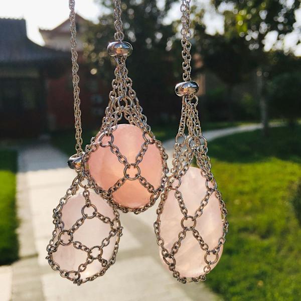 Crystal Holder Cage Necklace Crystal Net Metal Necklace M M