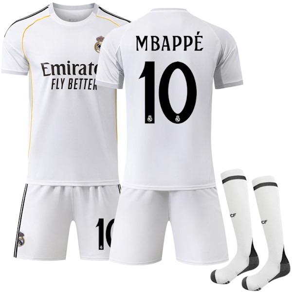Real Madridin kotipaita lapsille ja aikuisille kaudelle 2025-2026, pelinumero 10 Mbappe 26