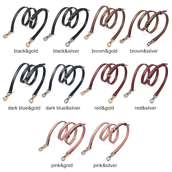 Håndtaskebælter i ægte læderrem RØD&SØLV red&silver