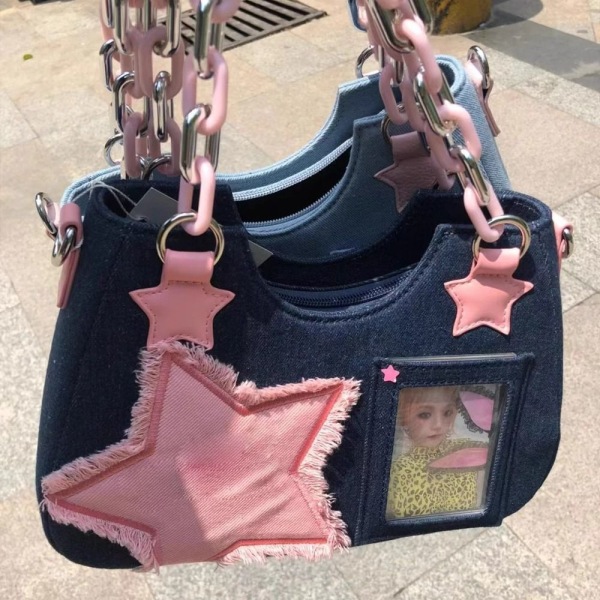 Denim Crossbody Taske Håndtasker LYSEBLÅ Light Blue