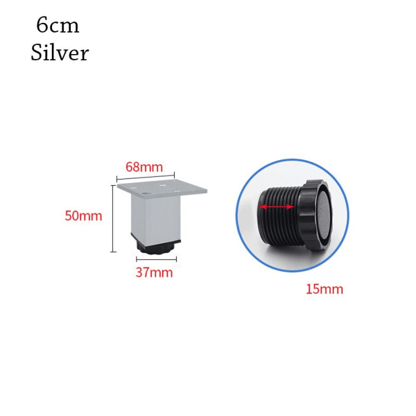 Møbelhjul Fotben SØLV 6CM Silver 6cm