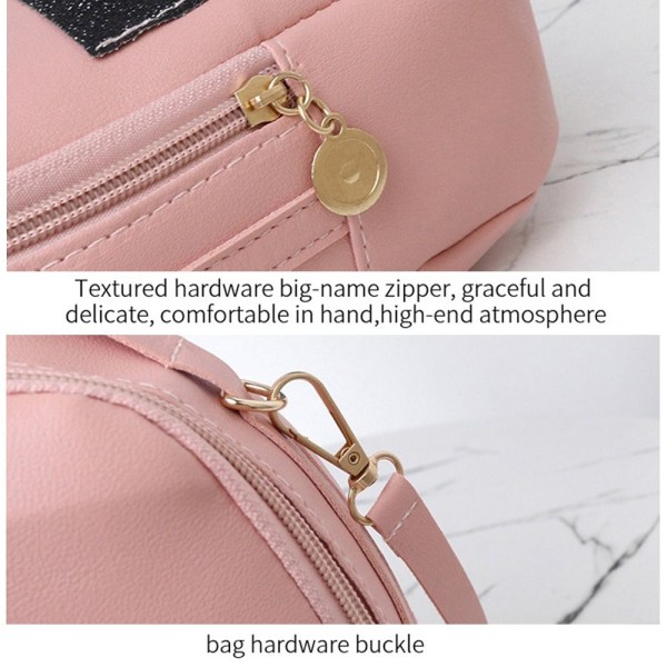 Mode Kvinnor Paljetter Mini Ryggsäck PU Läder rosa